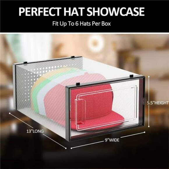 Baseball Cap Organizer Stackable Hat Storage Display Box Set Closet Holder - Picture 3 of 7